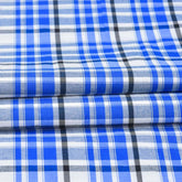 Blue and White Check Handloom Cotton Fabric