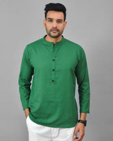 BOTTLE GREEN SOLID COTTON HANDLOOM CORD SET-25077