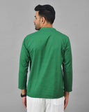Combo of 2 Men Kurtas Solid Cotton Flax Sky Blue and Bottle Green