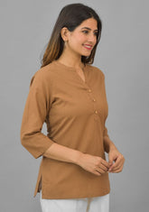 Women Mandarin Collar Cotton Top