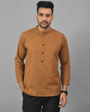 BROWN SOLID COTTON HANDLOOM CORD SET-25080