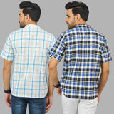 Combo of 2 Blue and White Cotton Handloom Short Kurta-25338