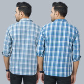 Combo of 2 Cotton Men Full Sleeves Checks Shirts Gray and Gray-46954