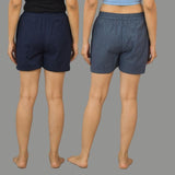 Combo of 2 Gray and Navy Blue Cotton Women Shorts-10573
