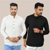 Combo of 2 Men Kurtas Solid Cotton Flax