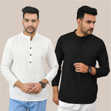 Combo of 2 Men Kurtas Solid Cotton Flax