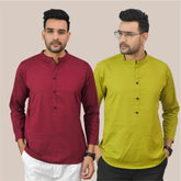 Combo of 2 Men Kurtas Solid Cotton-25262