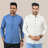Combo of 2 Men Kurtas Solid Cotton Flax