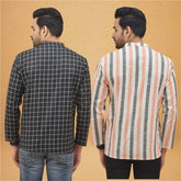 Combo of 2 Men Cotton Stripe Short Kurta