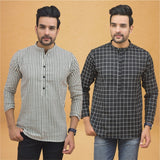 Combo of 2 Men Stripe Cotton Handloom Kurta