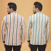 Combo of 2 Men Stripe Cotton Handloom Kurta