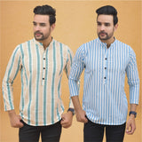 Combo of 2 Men Stripe Cotton Handloom Kurta
