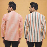 Combo of 2 Men Stripe Cotton Handloom Kurta