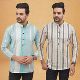 Combo of 2 Men Stripe Cotton Handloom Kurta
