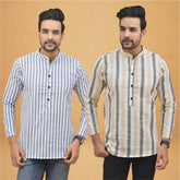 Combo of 2 Men Stripe Cotton Handloom Kurta