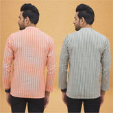Combo of 2 Men Stripe Cotton Handloom Kurta