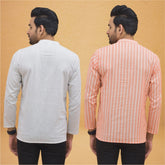 Combo of 2 Men Stripe Cotton Handloom Kurta