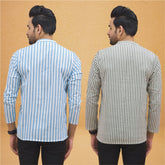 Combo of 2 Men Stripe Cotton Handloom Kurta