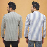 Combo of 2 Men Stripe Cotton Handloom Kurta