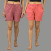 Combo of 2 Black and Bottle Green Cotton Women Shorts