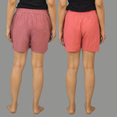 Combo of 2 Black and Bottle Green Cotton Women Shorts