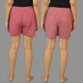 Combo of 2 Pink and Dark Pink Cotton Women Shorts