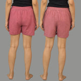 Combo of 2 Pink and Dark Pink Cotton Women Shorts