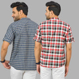 Combo of 2 Red and Blue Cotton Handloom Short Kurta-25367
