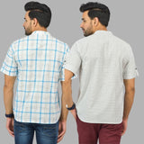 Combo of 2 White and White Cotton Handloom Short Kurta-25344