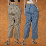 Combo of 2 Women Purple Maroon Cotton Checks Belt Pant