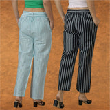 Combo of 2 Women Purple Black Cotton Checks Belt Pant