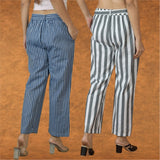 Combo of 2 Women Maroon Black Cotton Checks Belt Pant