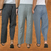 COMBO OF 3 MEN STRIPE COTTON HANDLOOM PANT BLUE GRAY AND BLACK