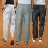 COMBO OF 3 MEN STRIPE COTTON HANDLOOM PANT GRAY BLACK AND WHITE