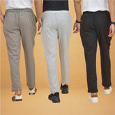 Combo of 3 White Gray and Black Cotton Regular Trouser Pants-42498