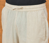 Cream Solid Cotton Handloom Men Pant