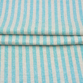 Cyan Beige Stripe Handloom Cotton Fabric