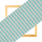 Cyan Beige Stripe Handloom Cotton Fabric