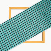 Cyan Black Checks Cotton Handloom Fabric