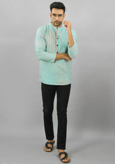 CYAN PEACH STRIPE COTTON HANDLOOM CORD SET-25691