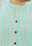 CYAN PEACH STRIPE COTTON HANDLOOM CORD SET-25691