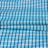 Denim Blue White Checks Cotton Handloom Fabric