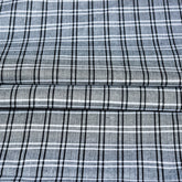 Gray Black Triple Line Checks Cotton Handloom Fabric