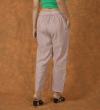 Gray Pink Cotton Stripe Belt Pant