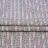 Gray Pink Stripe Handloom Cotton Fabric