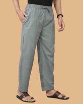 Gray Solid Cotton Handloom Men Pant-15513