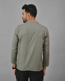 Men Cotton Solid Co-ord Set Gray and Black-25781