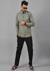 GRAY SOLID COTTON HANDLOOM CORD SET-25083