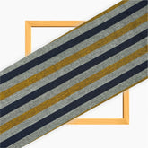 Gray Yellow and Black Stripe Cotton Handloom Fabric-