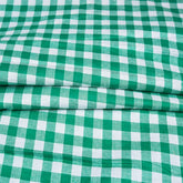 Green White Small Checks Cotton Handloom Fabric